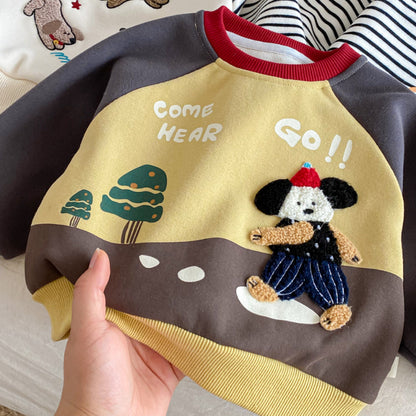 【BABY&KID】冬新作キャラクター刺繍あったかトレーナーSK102533