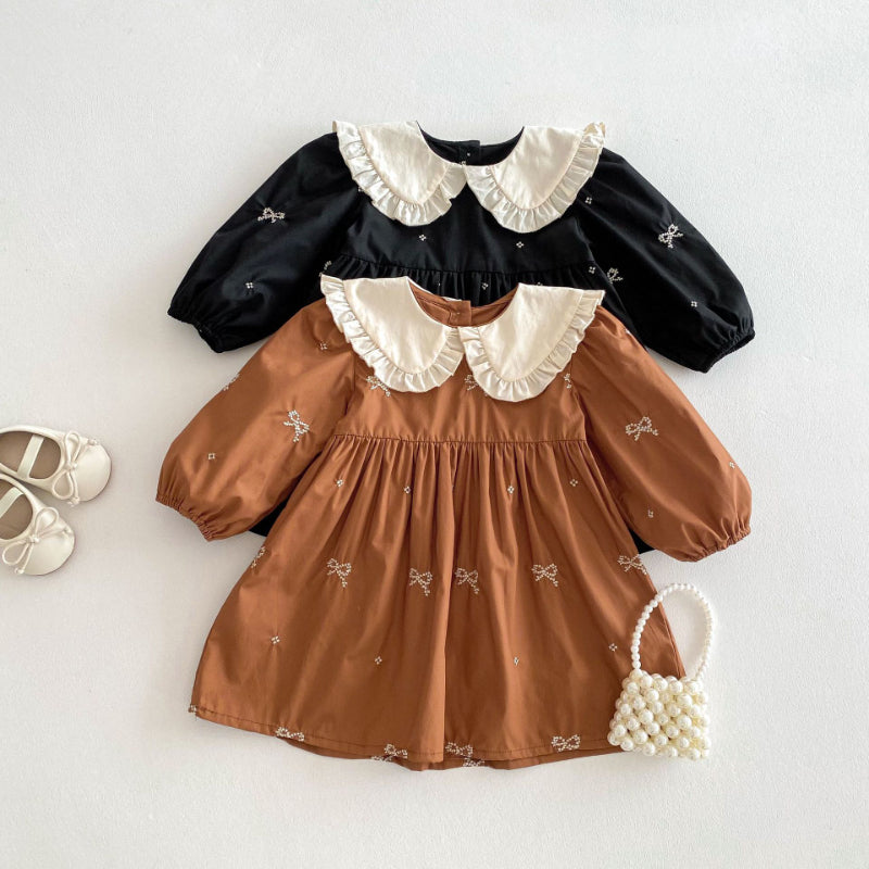 【BABY&KID】レトロ刺繍蝶結びワンピースSK011026