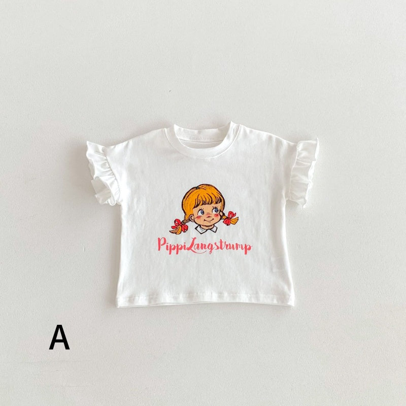 【BABY&KID】夏新作 フリル袖Tシャツ、チェックショートパンツSK091219