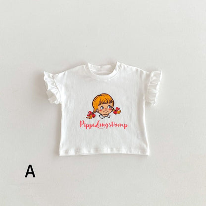 【BABY&KID】夏新作 フリル袖Tシャツ、チェックショートパンツSK091219