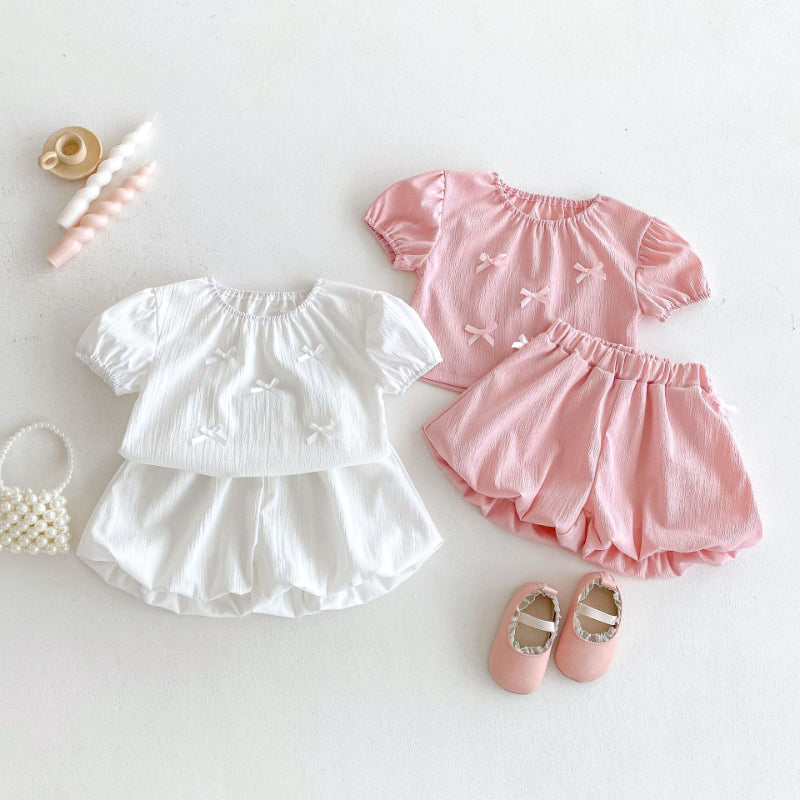 【BABY&KID】夏新作 無地蝶結びセットアップSK092226