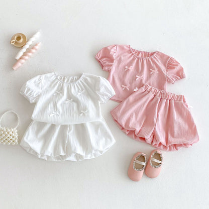 【BABY&KID】夏新作 無地蝶結びセットアップSK092226