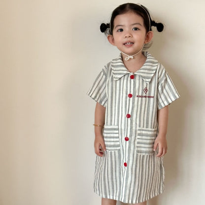 【BABY&KID】夏新作ストライプポケットセットアップ、ワンピースSK104716