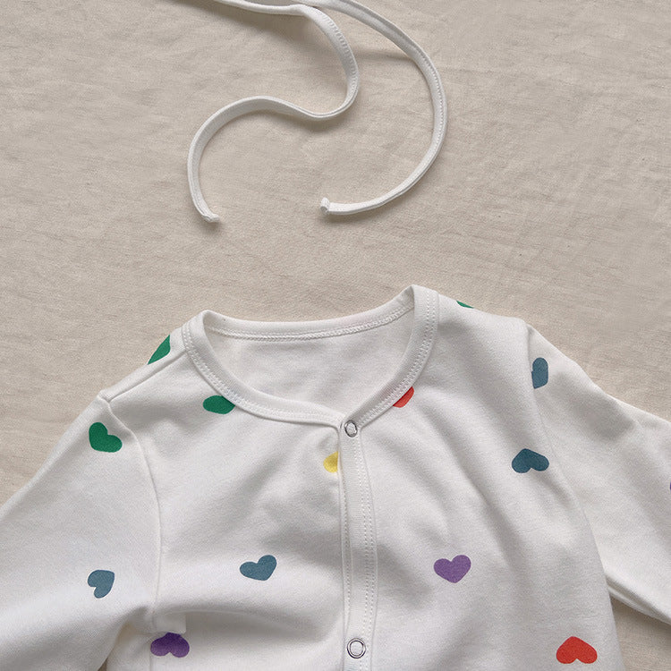 【BABY】カラフルハートロンパース、オールインワン、レギンス、帽SK031904