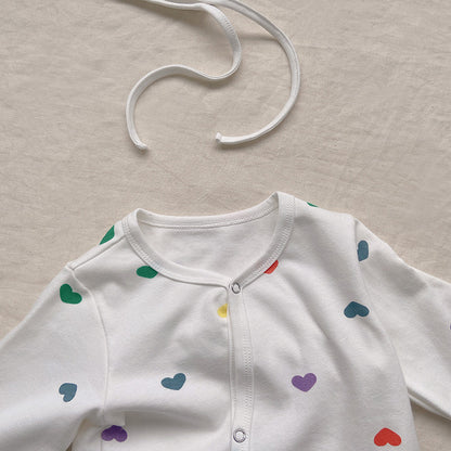 【BABY】カラフルハートロンパース、オールインワン、レギンス、帽SK031904