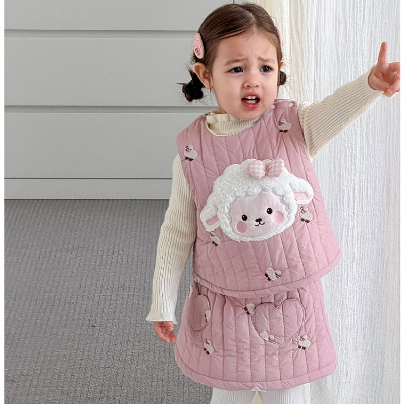 【BABY&KID】冬新作ひつじセットアップ、フリル襟ニットSK108317