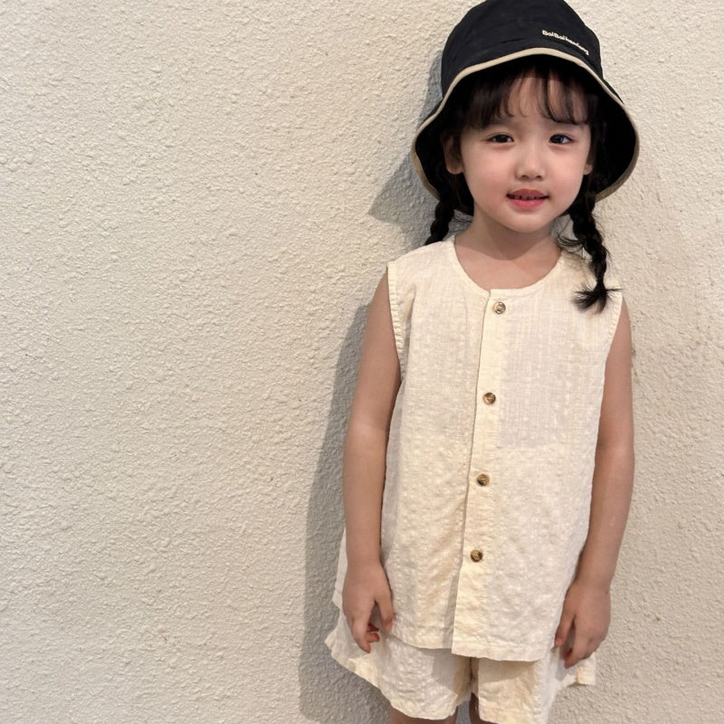 【BABY＆KID】夏新作 ノースリーブ無地セットアップ SK063003