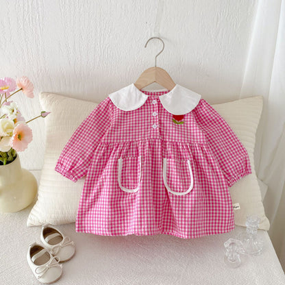 【BABY&KID】花柄刺繍チェックワンピースSK011024