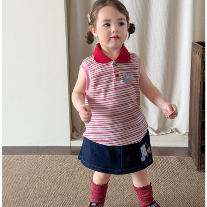 【BABY&KID】夏新作 ボーダータンクPoloシャツ、デニムキュロットSK105220