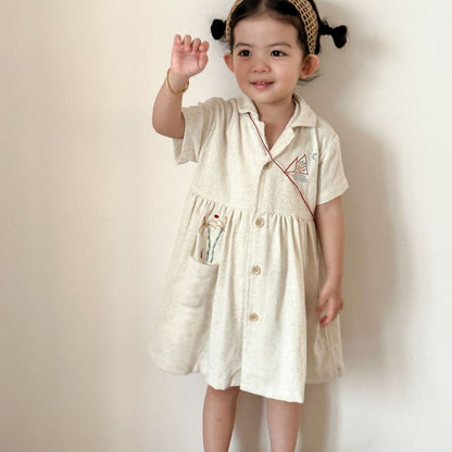 【BABY&KID】夏新作リネンシャツセットアップ、ワンピースSK104707