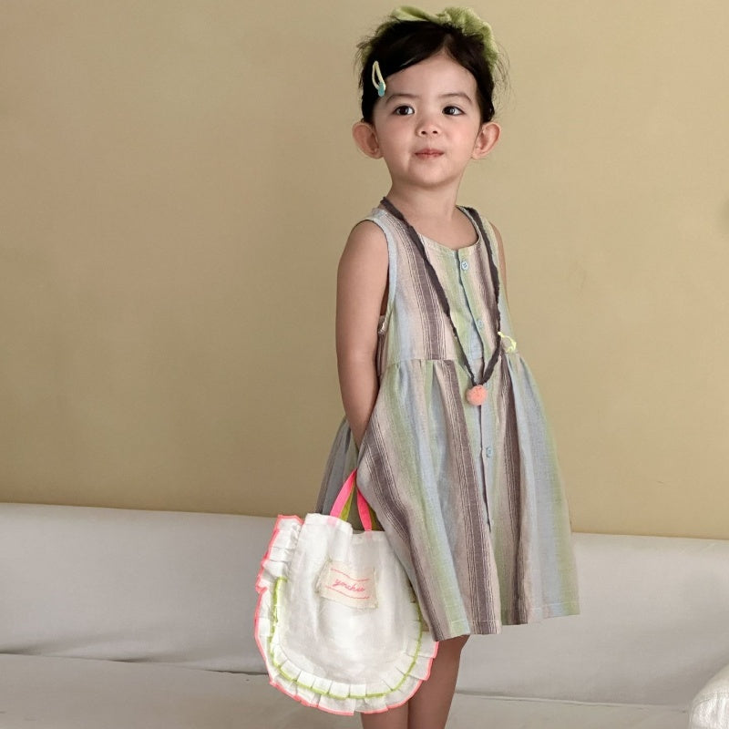 【BABY&KID】夏新作カラフルボーダーセットアップ、ワンピースSK104718