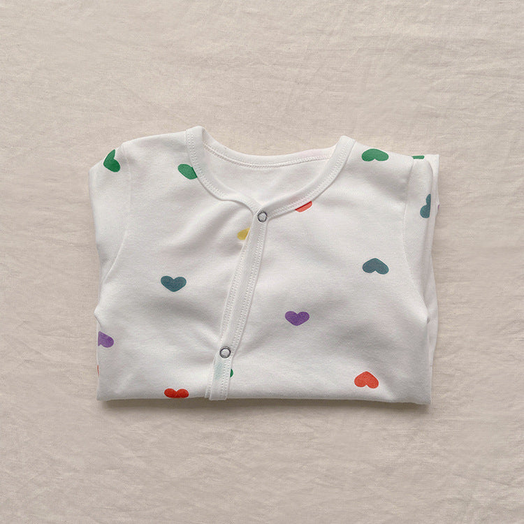 【BABY】カラフルハートロンパース、オールインワン、レギンス、帽SK031904