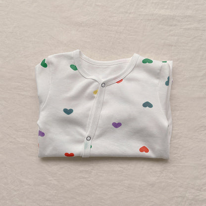 【BABY】カラフルハートロンパース、オールインワン、レギンス、帽SK031904
