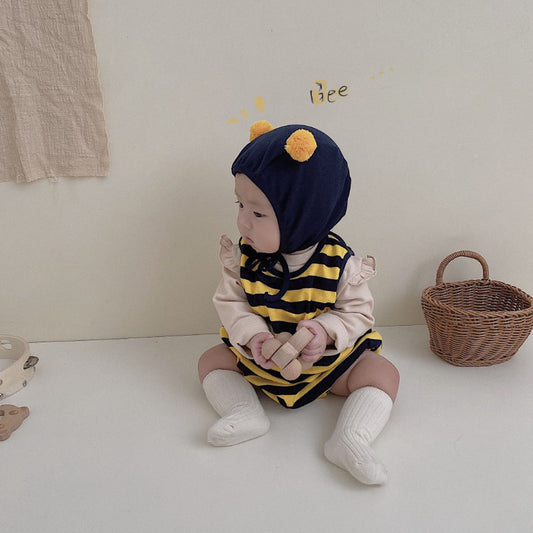 【BABY】みつばちロンパース、長袖TシャツSK100328