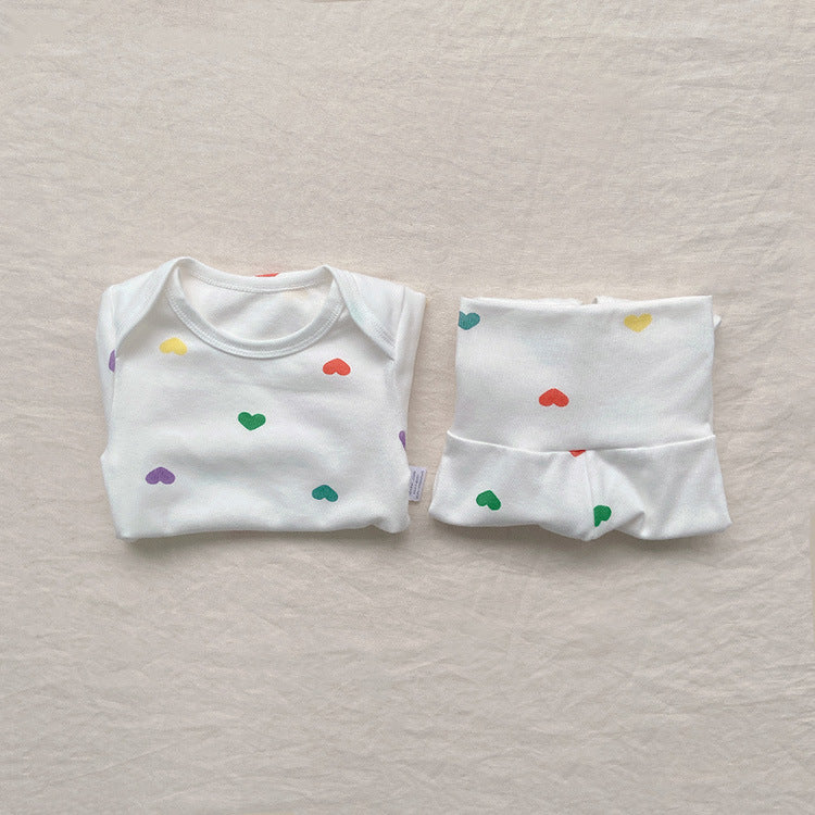 【BABY】カラフルハートロンパース、オールインワン、レギンス、帽SK031904