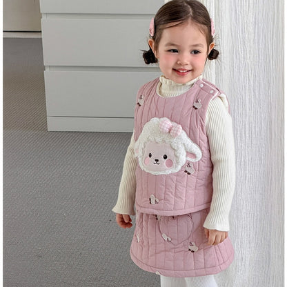 【BABY&KID】冬新作ひつじセットアップ、フリル襟ニットSK108317