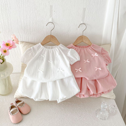 【BABY&KID】夏新作 無地蝶結びセットアップSK092226