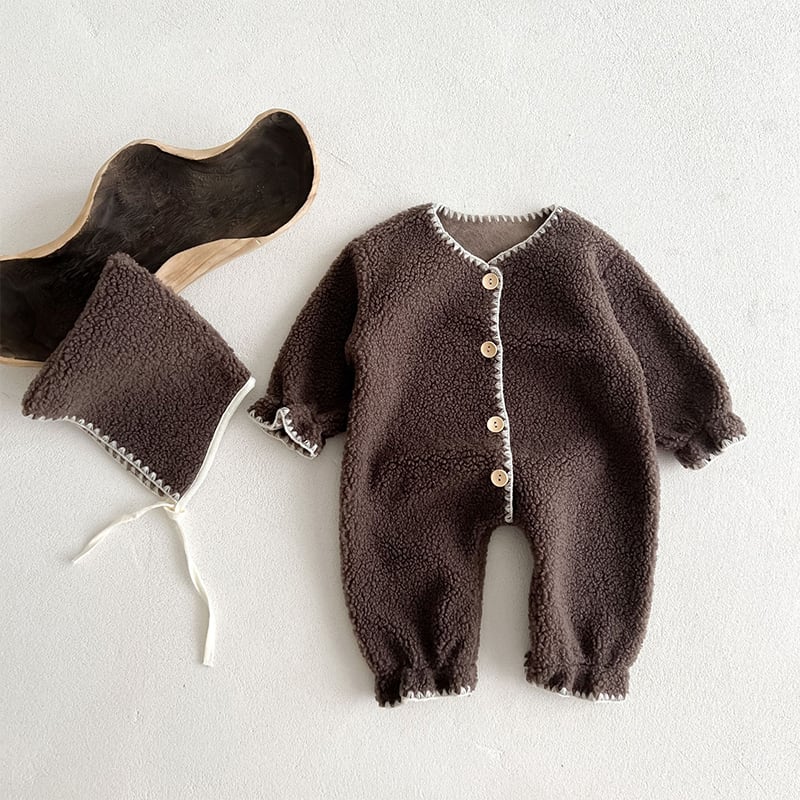 【BABY&KID】冬新作フリースボタン付きオールインワン　全2色SK11376