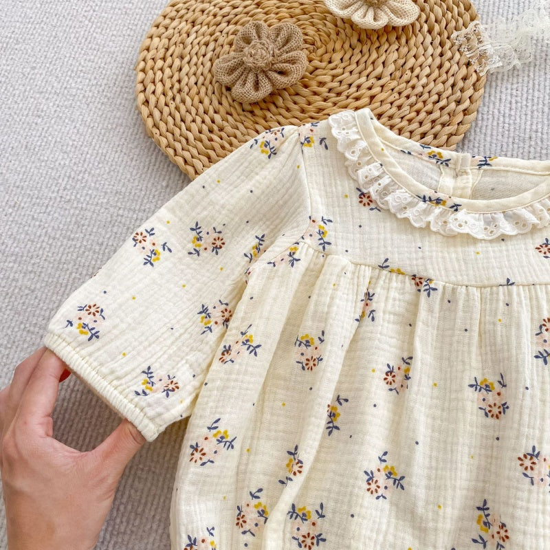 【BABY&KID】フリル襟小花柄ロンパース、ワンピースSK107913