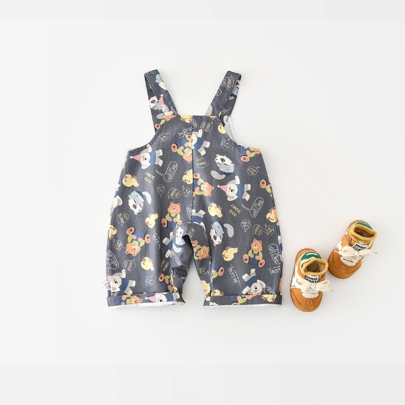 【BABY&KID】いぬ総柄サロペット、いぬ長袖トップスSK107814