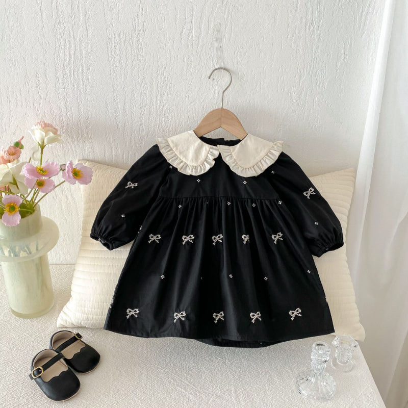 【BABY&KID】レトロ刺繍蝶結びワンピースSK011026