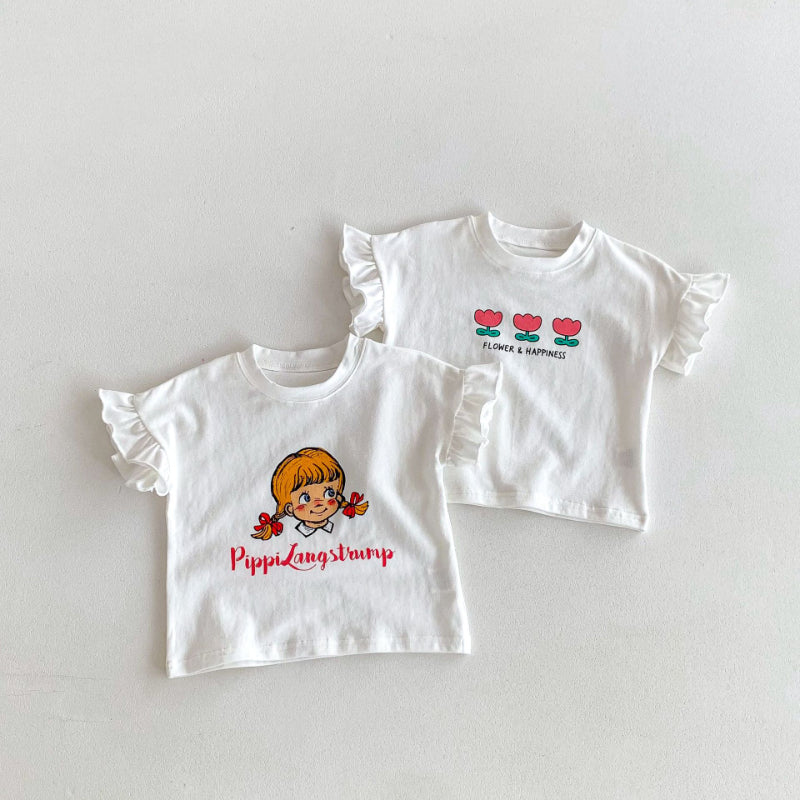 【BABY&KID】夏新作 フリル袖Tシャツ、チェックショートパンツSK091219