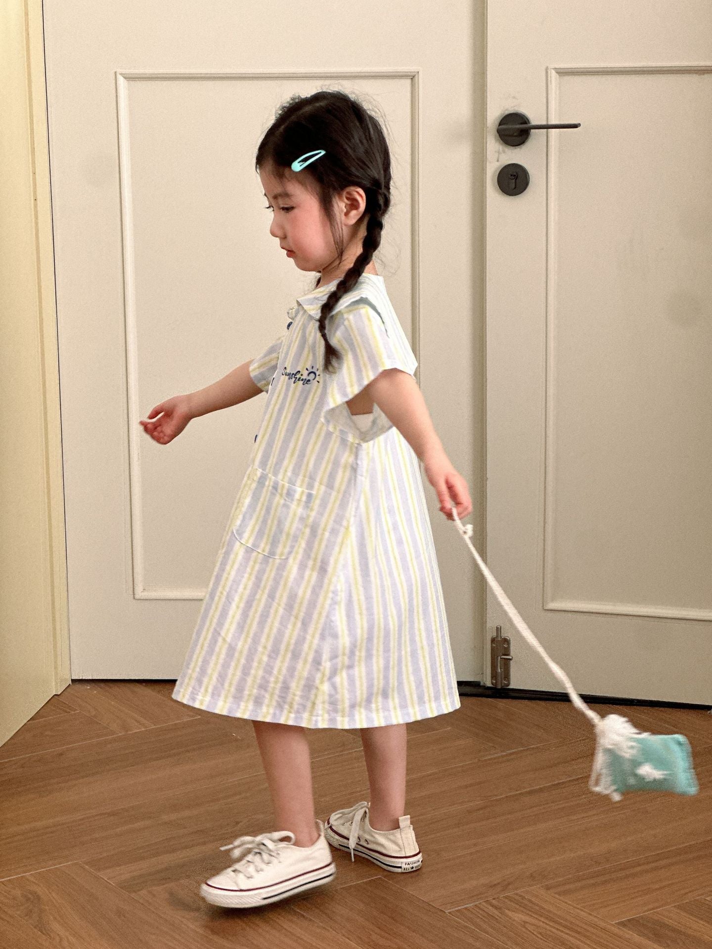 【BABY&KID】夏新作 ポケット付きストライプワンピース、セットアップSK072108