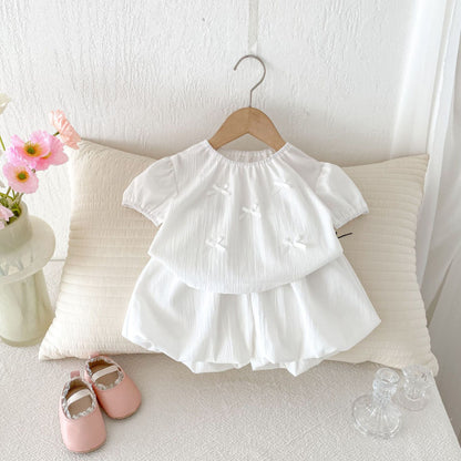 【BABY&KID】夏新作 無地蝶結びセットアップSK092226