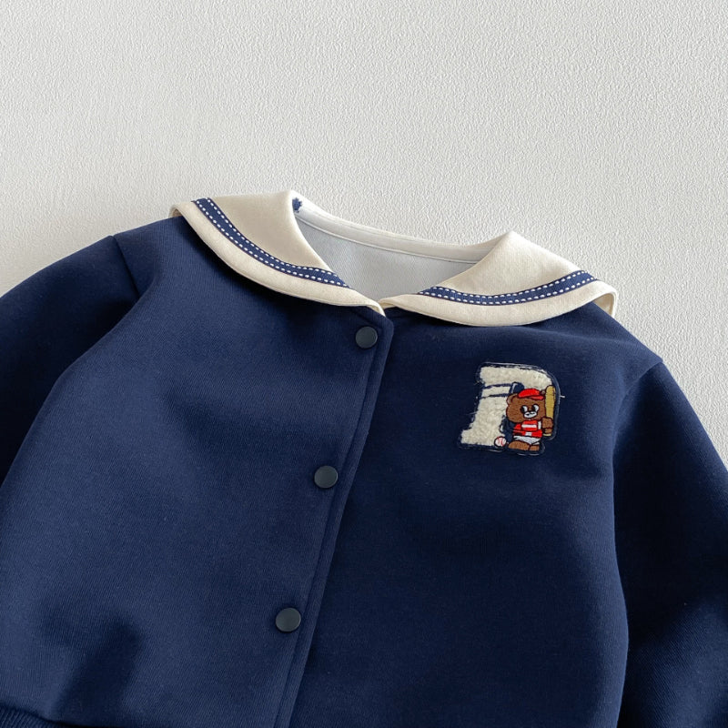 【BABY&KID】くま刺繍ボーダーポロシャツ、マリンカラーアウター、ニットベストSK103717