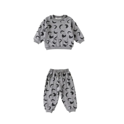 【BABY&KID】北欧風月プリントクルーネックセットアップSK102333
