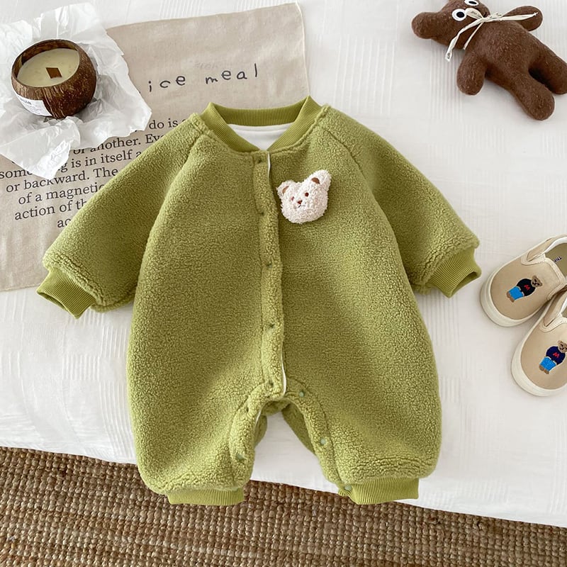 【BABY&KID】冬新作熊さん付けモフモフオールインワン　全3色SK11370