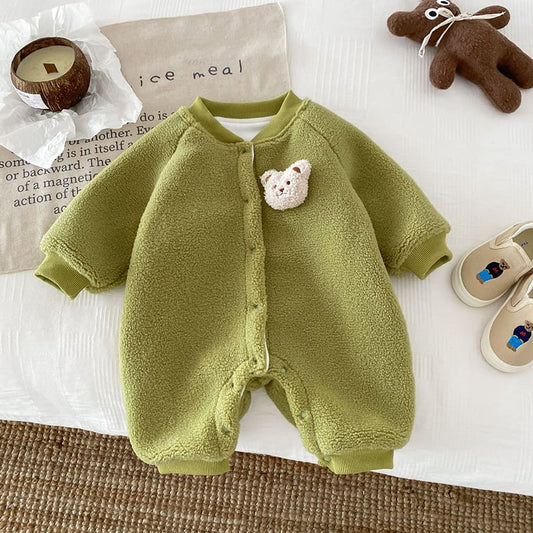 【BABY&KID】冬新作熊さん付けモフモフオールインワン　全3色SK11370