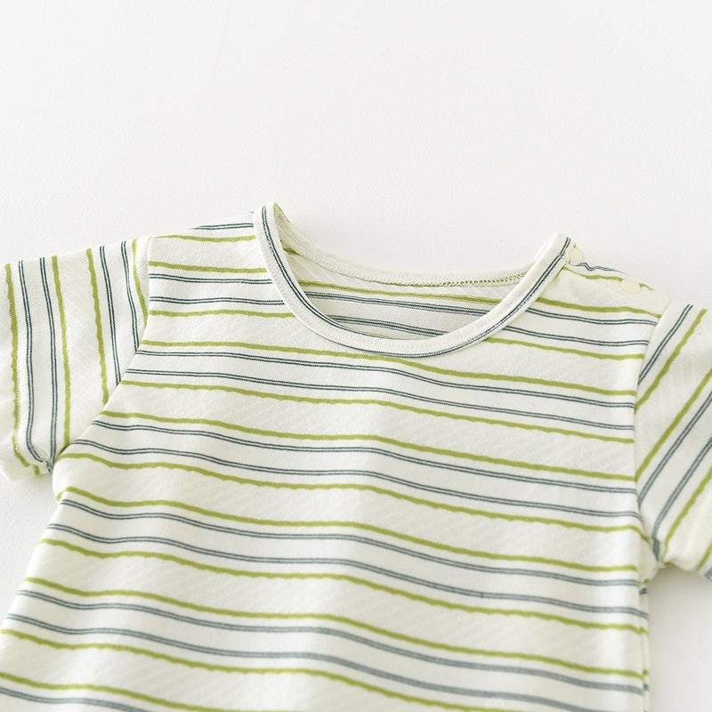 【BABY】夏新作 恐竜サロペット&爽やかボーダーＴシャツSK070815