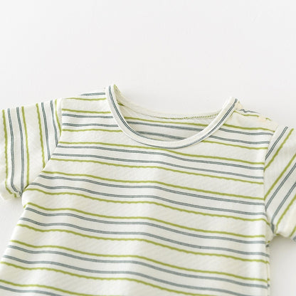 【BABY】夏新作 恐竜サロペット&爽やかボーダーＴシャツSK070815