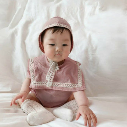 【BABY】夏新作 ビッグラペルロンパース＆帽子SK082513