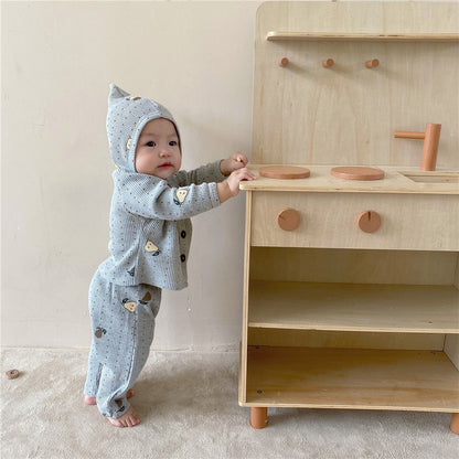 【BABY】梨柄ワッフルセットアップSK101556