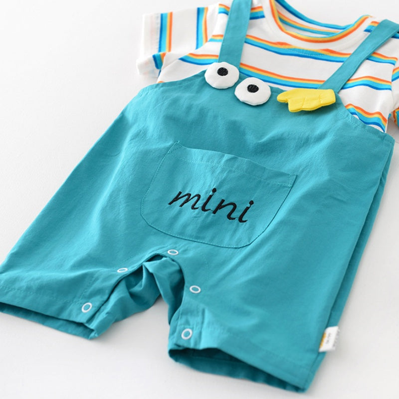 【BABY】夏新作 MINIレインボーストライプ半袖ジャンプスーツSK070813