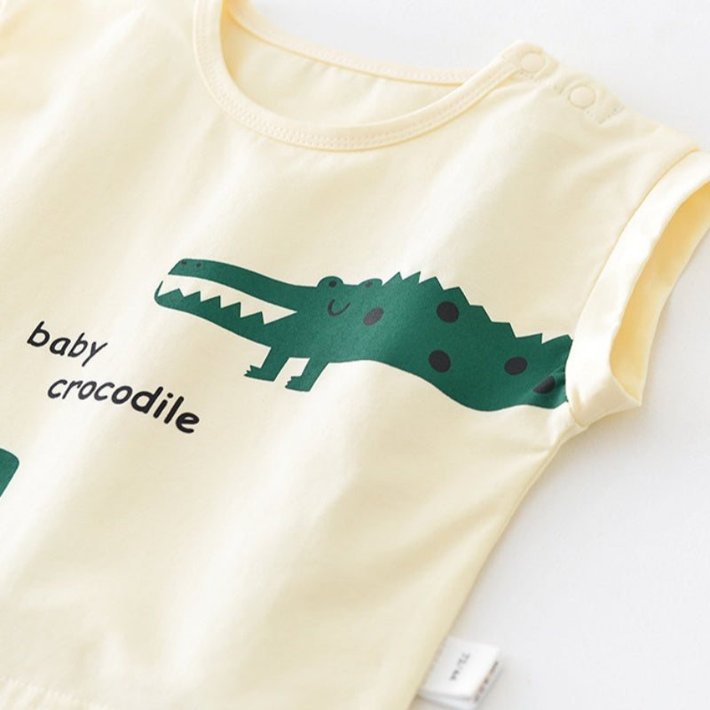【BABY】夏新作 カートゥーンワニツーピースセットSK070816