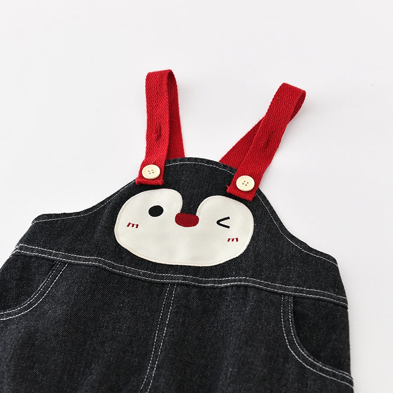 【BABY&KID】ペンギンサロペットカバーオール、ボーダー長袖トップスSK107815