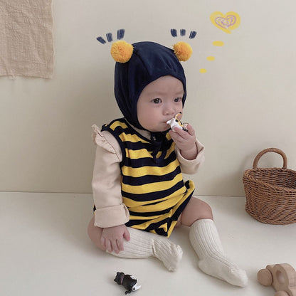 【BABY】みつばちロンパース、長袖TシャツSK100328