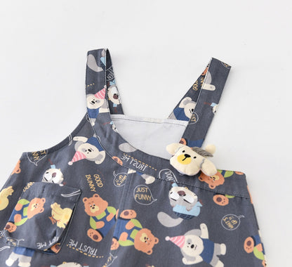 【BABY&KID】いぬ総柄サロペット、いぬ長袖トップスSK107814