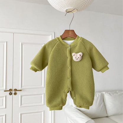 【BABY&KID】冬新作熊さん付けモフモフオールインワン　全3色SK11370