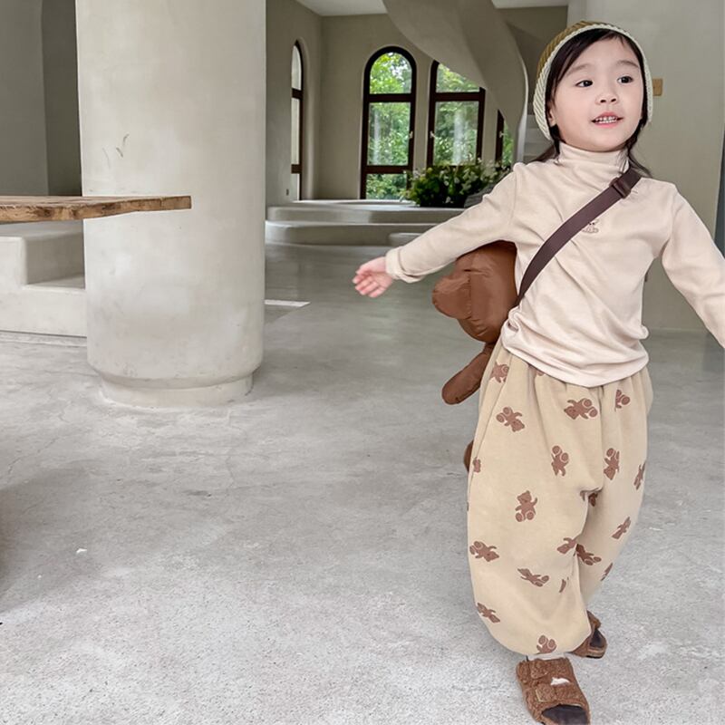 【BABY&KID】冬新作クマ柄フリースゆったりロングパンツ　全2色SK11339