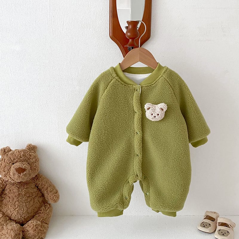【BABY&KID】冬新作熊さん付けモフモフオールインワン　全3色SK11370
