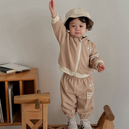【BABY&KID】犬ワッペンワッフルセットアップSK100314