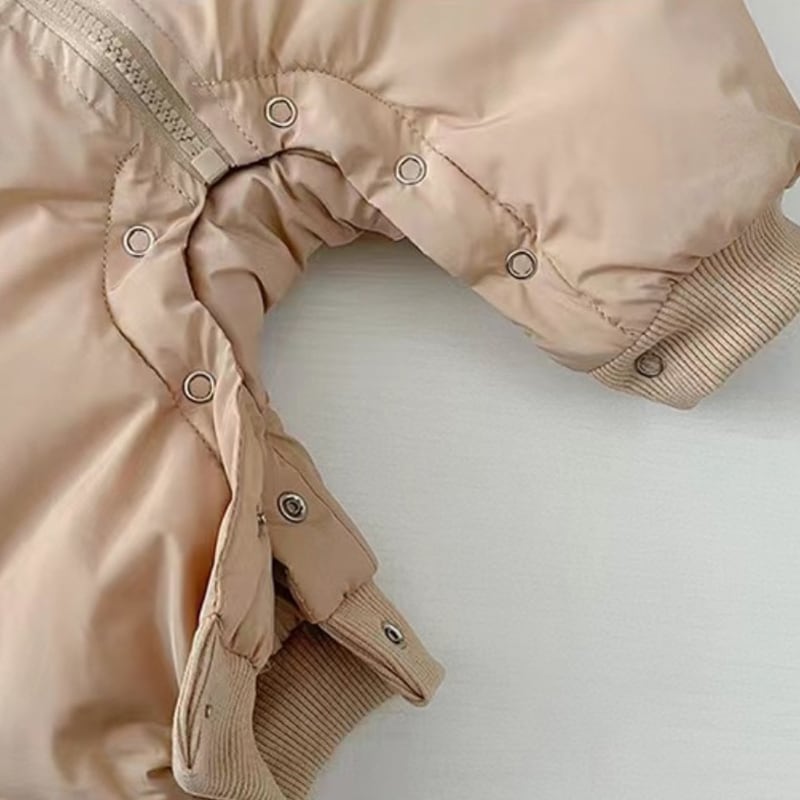 【BABY&KID】冬新作ネコ柄帽子付き中綿キルティングオールインワン　全2色SK11386