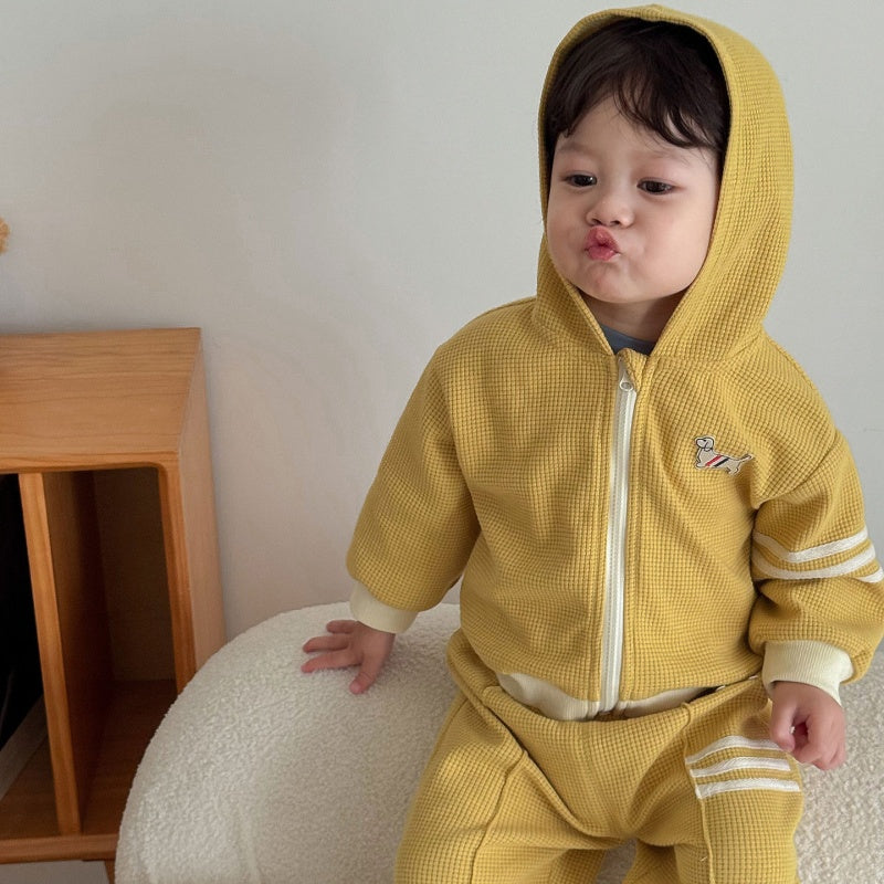 【BABY&KID】犬ワッペンワッフルセットアップSK100314