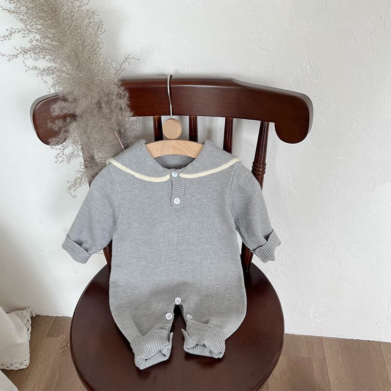 【BABY】セーラー襟ニットロンパース全３色SK11363