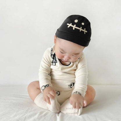 【BABY】スカル総柄ロンパース、セットアップSK101713