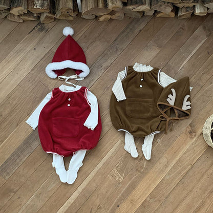 【BABY】とんがり帽子あったかノースリーブロンパースSK103107